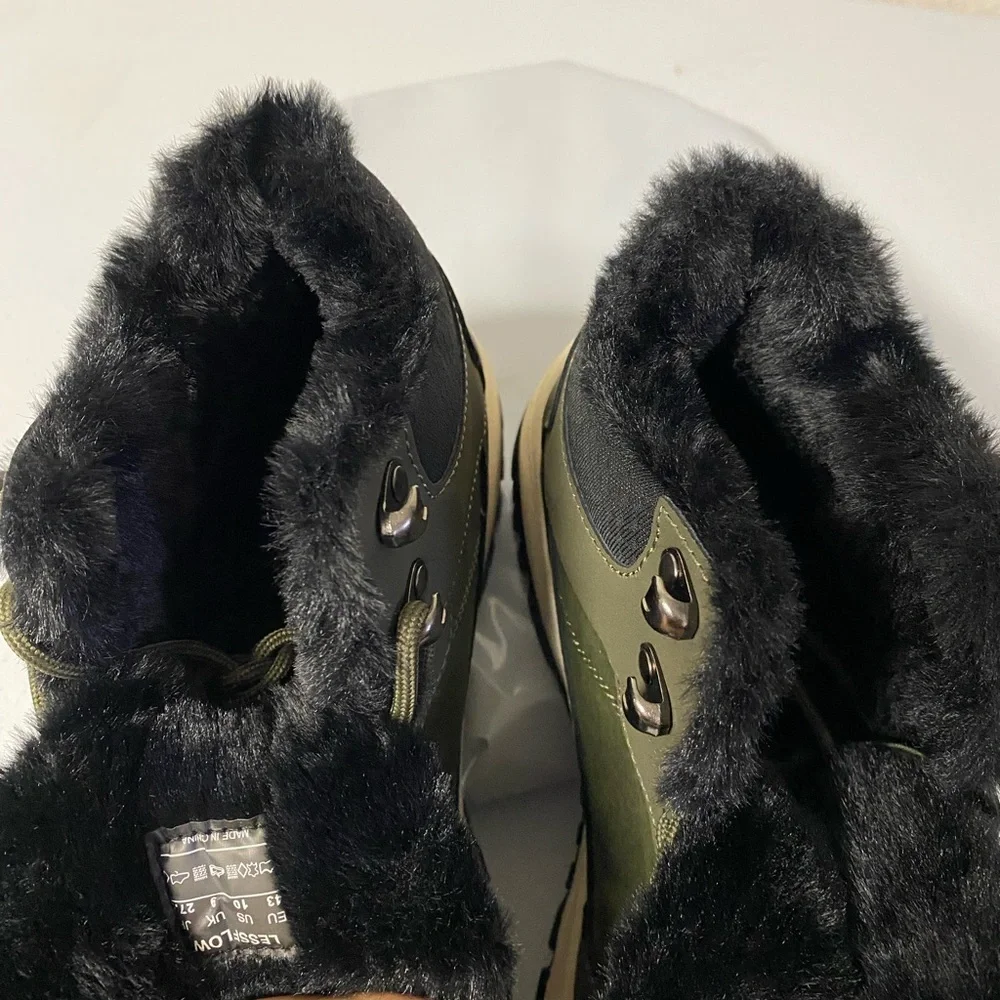 Men's Army Green Winter Snow High-Top Hiking Boots